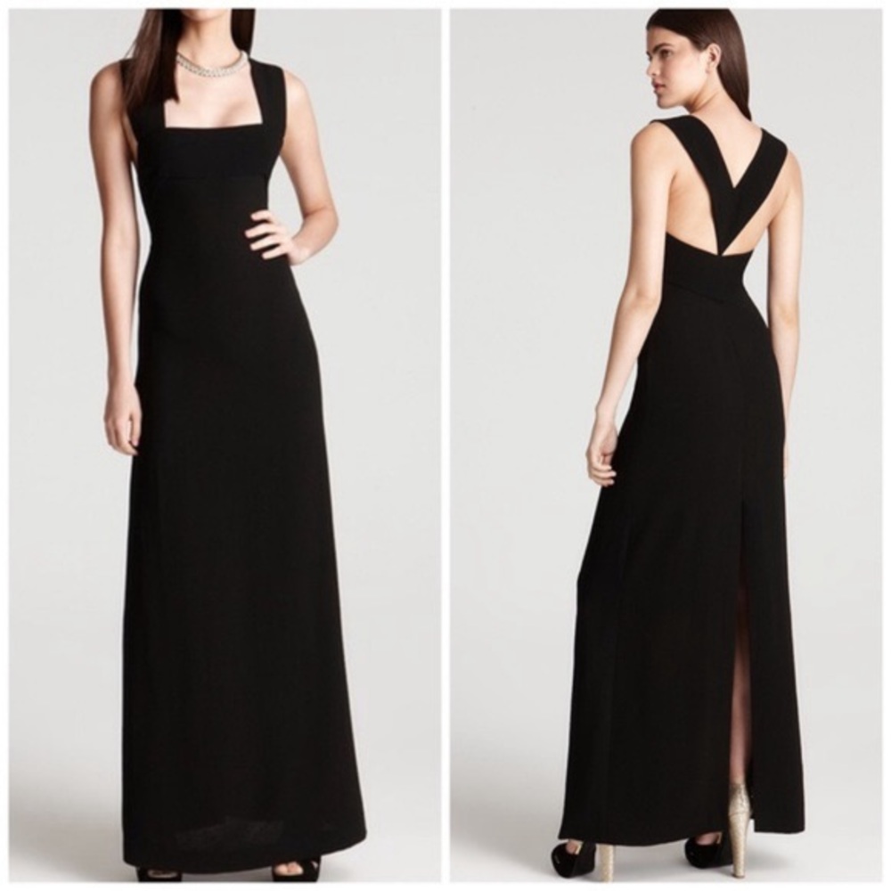BCBGMaxAzria V-Back long black gown size 0